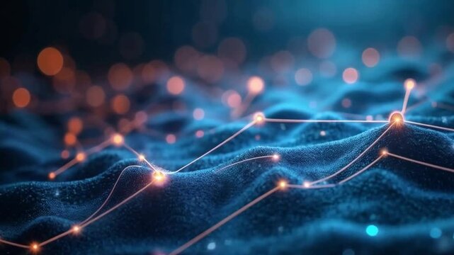 "A 3D network graph with glowing nodes and connecting lines, floating in a holographic environment, cinematic lighting, 8K detail."
