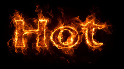 Fototapeta premium Hot written by fire on black background