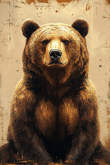 Majestic Brown Bear Portrait Artful Depiction