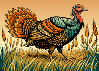 Wild turkey icon clipart avatar logotype Artistic vector marine design element on a transparent background