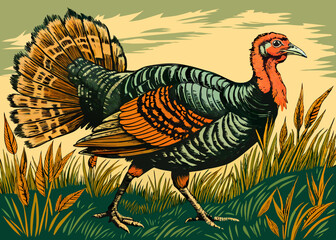 Wild turkey icon clipart avatar logotype Artistic vector marine design element on a transparent background