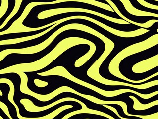 Abstract Yellow Black Wave Pattern Design Modern Background Texture