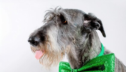 Irish wolfhound dog St Patrick Day theme isolated in the white background
