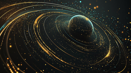 Abstract  background with Colorful circle lines. Digital future technology . Abstract business connection of lines from nodes innovation of communication in the network.