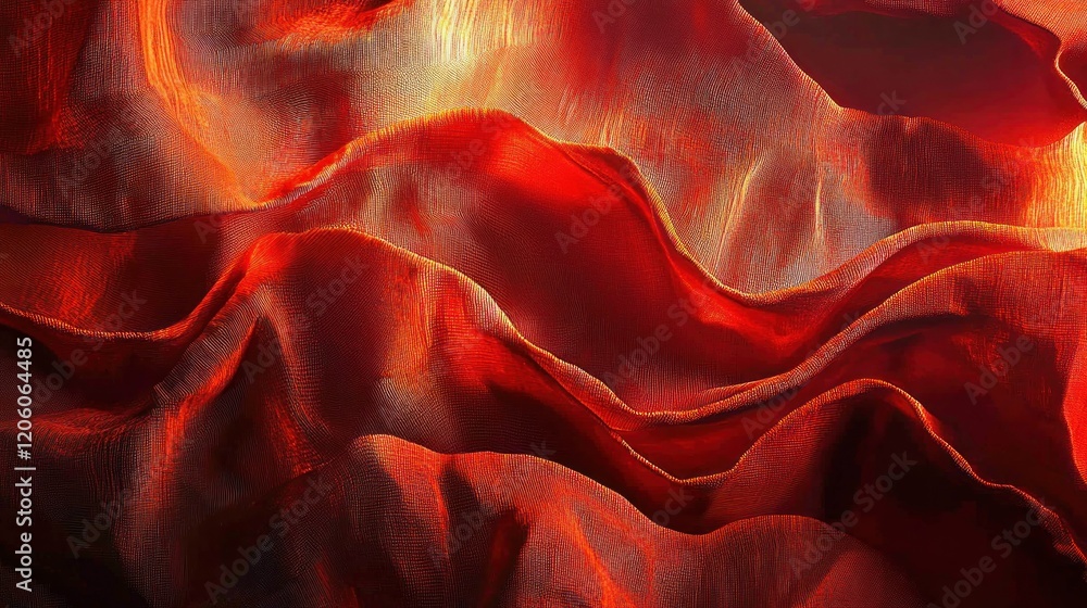Aufkleber lush textured fabric with intricate folds and patterns, illuminated to enhance the depth and tactile