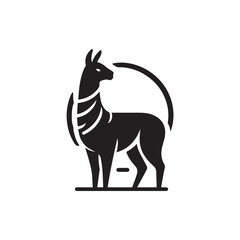 Black Color Llama silhouette design Vector Illustration, Solid White Background (6).eps