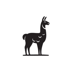 Black Color Llama silhouette design Vector Illustration, Solid White Background (19).eps