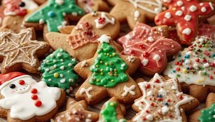 fAssortment of homemade traditional Christmas cookies, including gingerbread, creating a festive and delightful holiday atmosphere with sweet treats perfect for the Christmas seasonuu