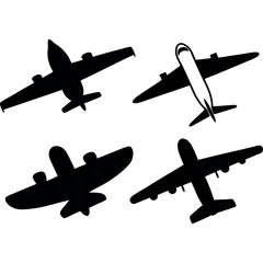 Plane icon set, plane silhouette vector,  Airplane icon vector, Flight transport symbol.
