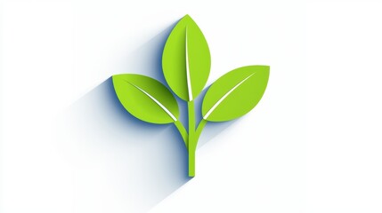 Fototapeta premium Minimalist Green Leaf Design Representing Growth and Sustainability