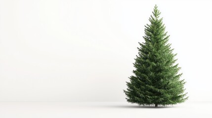 Fototapeta premium Lush Green Christmas Tree Standing Alone in Bright Room