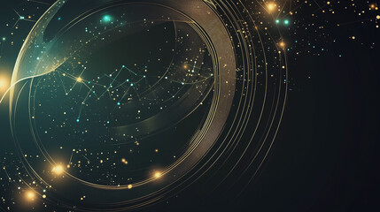 Obraz premium Abstract background with Colorful circle lines. Digital future technology . Abstract business connection of lines from nodes innovation of communication in the network.