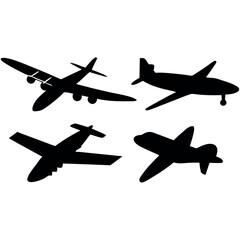 Plane icon set, plane silhouette vector,  Airplane icon vector, Flight transport symbol.