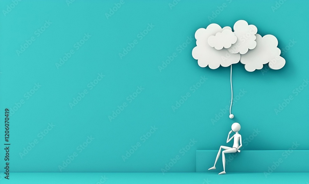 Poster minimalist reflection of solitude, a serene depiction of an introvert navigating a vast, empty space