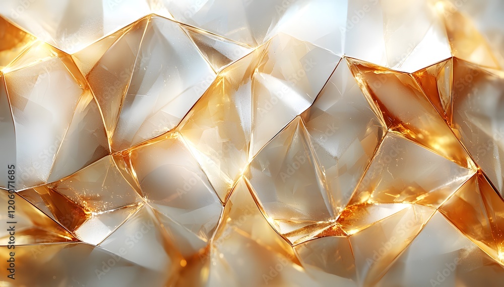 Aufkleber Abstract Golden Crystal Texture Reflecting Light, Shimmering Colors and Geometric Patterns for Modern Backgrounds and Artistic Designs in High Resolution Quality