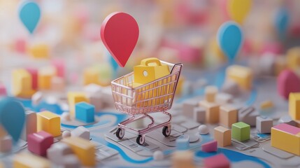 Global E-commerce Activity Map with Location Pins for Market Analysis