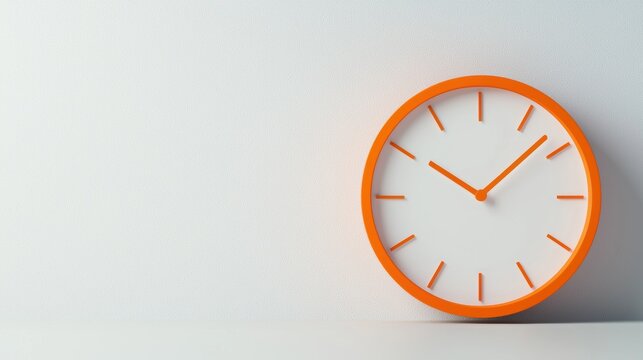 Modern Wall Clock with Orange Accents on Minimalist Background