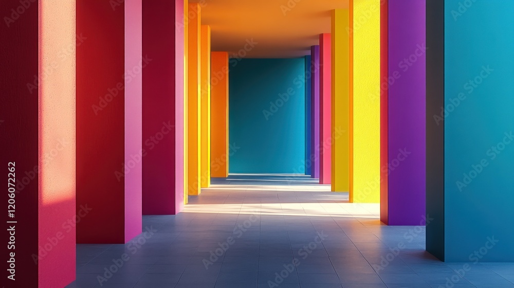 Poster minimal geometric design with parallel lines and squares, strong contrast in colors, creating clean 