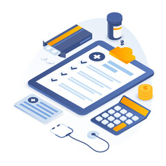 Medical Report and Healthcare Management Vector Design Illustration