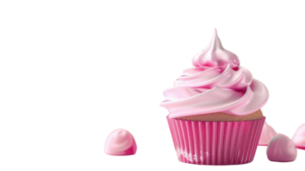 Pink cupcake  on transparent background