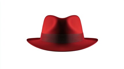 Vibrant Red Fedora Hat Isolated on a Clean White Background