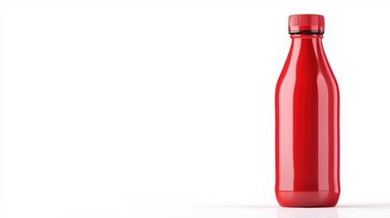 Bright Red Bottle Isolated on a Minimalist White Background