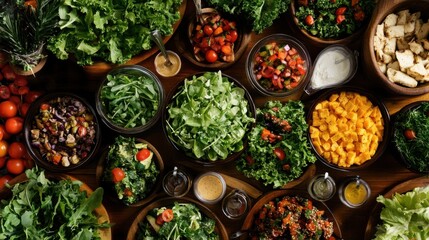 Fototapeta premium A fresh, colorful vegan lunch bowl, in a bright café setting