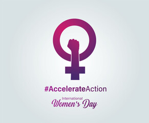 Accelerate action - International women's day concept poster. Woman sign illustration background. 2025 women's day campaign theme - #AccelerateAction