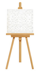  Wooden Easel with Blank Canvas, Isolated on Transparent Background