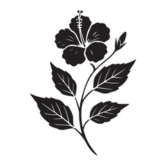 Elegant Silhouette Hibiscus Flower Botanical Vector Art