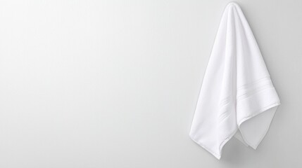 Fototapeta premium Soft and Cozy White Towel Hanging on a Clean Wall