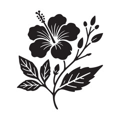 Silhouette Hibiscus Flower Tropical Plant Vector Art