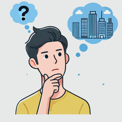 a boy is thinking vector