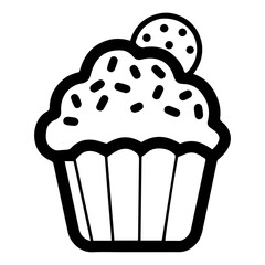 Line art illustration of a cupcake. Symbolizes sweetness, dessert, bakery, treat, celebration, indulgence, pastry, and confectionery. Perfect for food, bakery, and dessert concepts