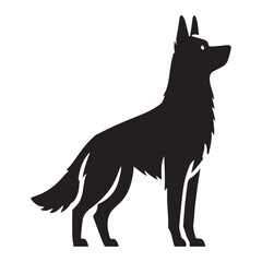 Standing German Shepherd Dog Silhouette Vector Illustration
