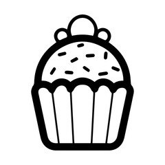 Line art illustration of a cupcake. Symbolizes sweetness, dessert, bakery, treat, celebration, indulgence, pastry, and confectionery. Perfect for food, bakery, and dessert concepts