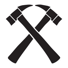 Crossed Hammers Silhouette Illustration