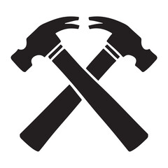 Detailed Crossed Hammers Silhouette Illustration