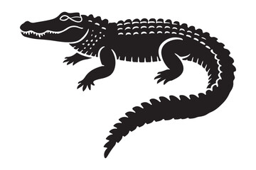 American Alligator Silhouette Illustration for Wildlife and Nature Designs