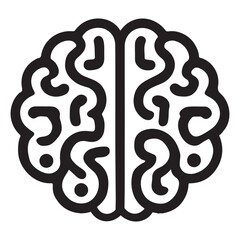 Human Brain Silhouette Line Art Illustration