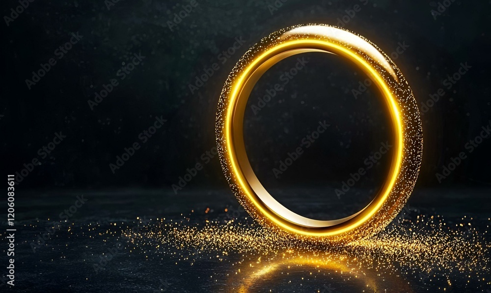 Poster luminous halo of sparkling light, a radiant circle emanating soft glows and delicate sparkles, creat