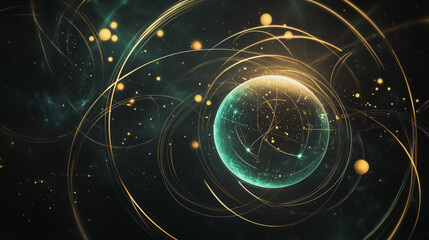 Abstract  background with Colorful circle lines. Digital future technology . Abstract business connection of lines from nodes innovation of communication in the network.