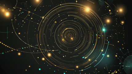 Obraz premium Abstract background with Colorful circle lines. Digital future technology . Abstract business connection of lines from nodes innovation of communication in the network.