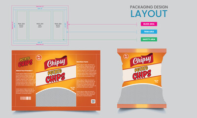 Potato chips package design, realistic vector design potato chips packaging, chips, packaging, vector illustration 