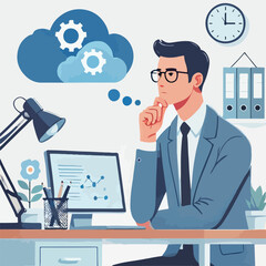 a boy is thinking vector