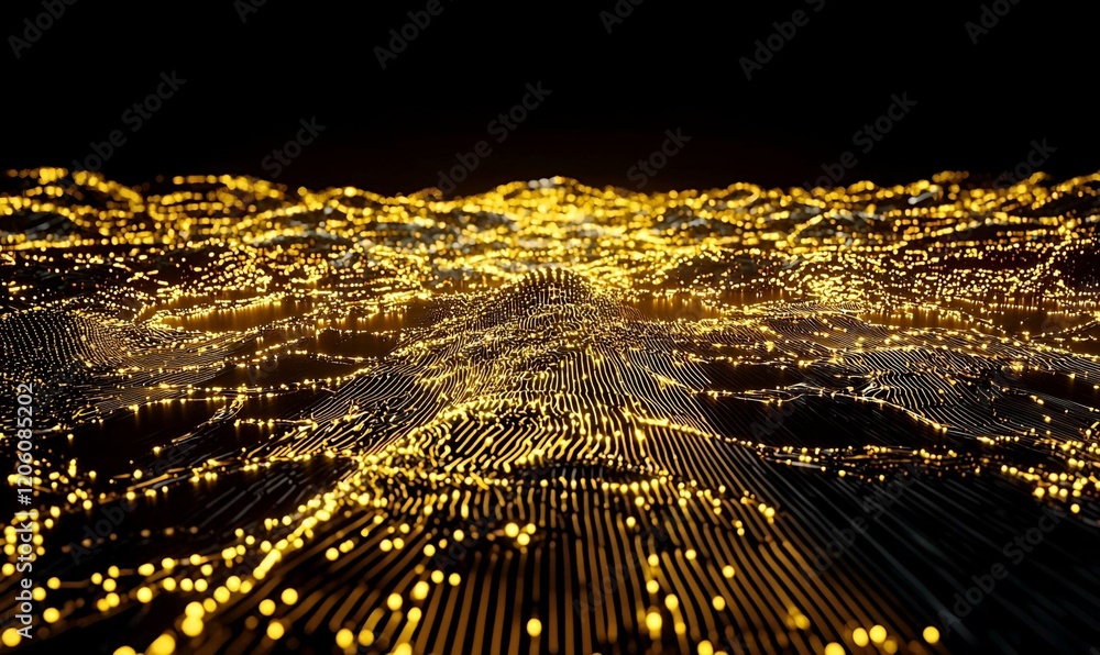 Poster futuristic cityscape of interconnected data, vibrant urban environment with digital networks and sle