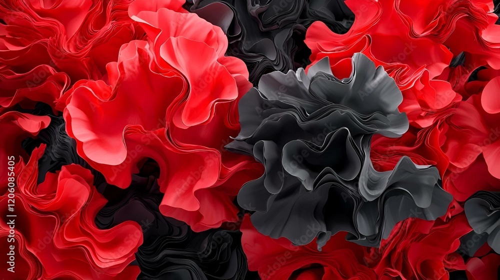 Poster dynamic abstract design, swirling shapes and vibrant colors create a sense of movement and energy, i