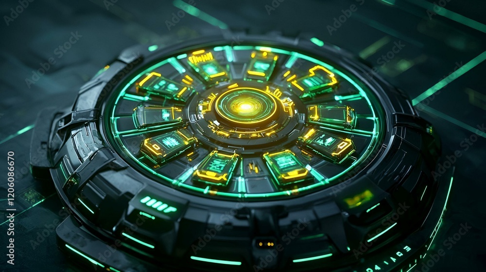 Poster futuristic digital map interface, vibrant glowing elements, intricate pathways, advanced technology 