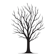 Bare Tree Silhouette Vector Illustration for Autumn and Winter Themes