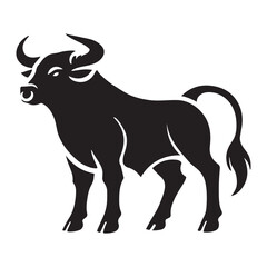 Powerful Bull Silhouette Standing Illustration